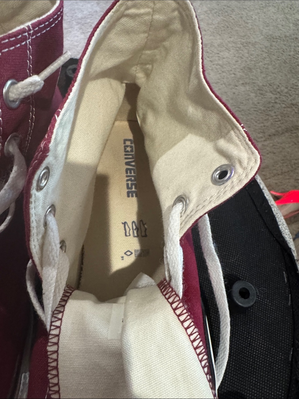 Converse High Top Sneakers - Burgundy and White - Picture 10 of 13